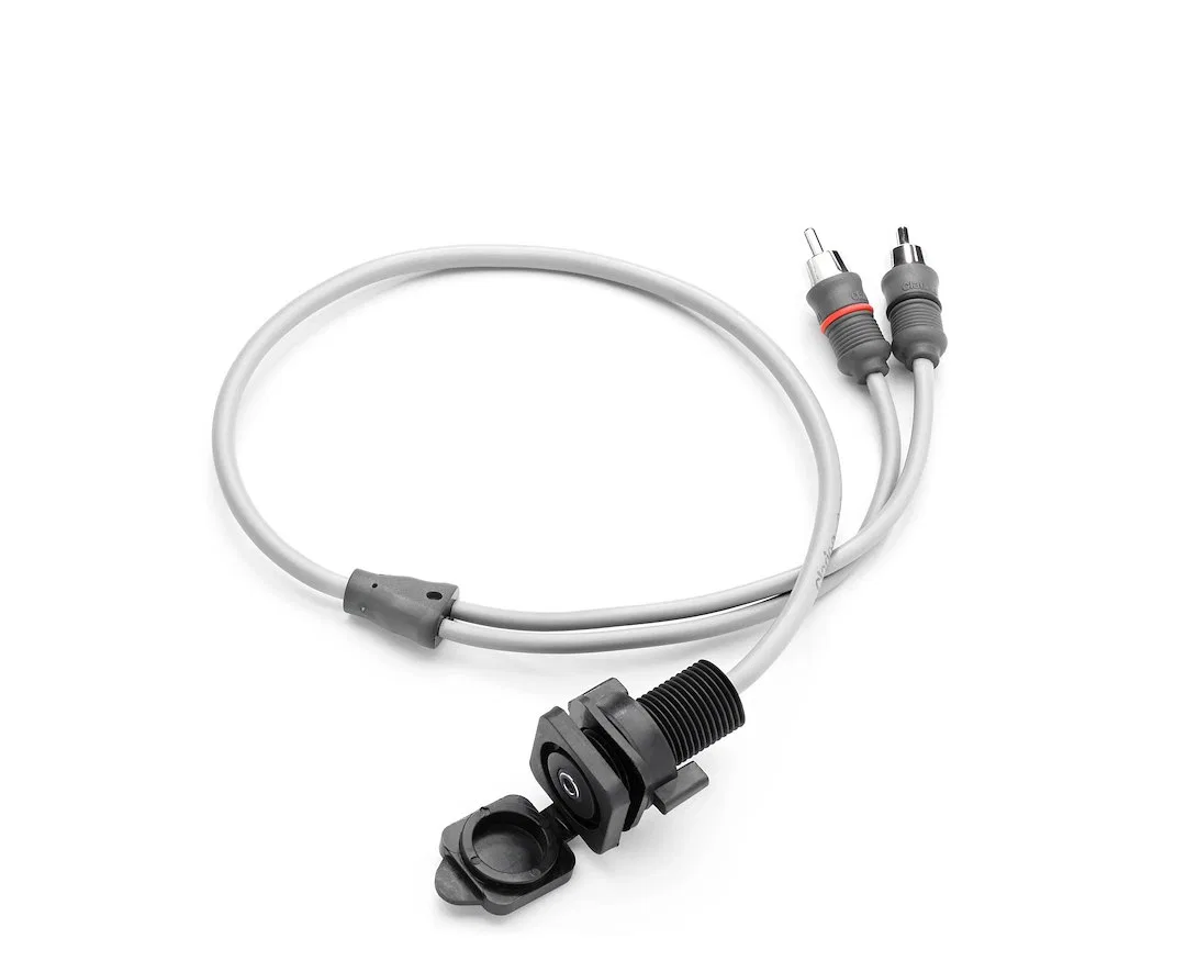 CMC-3.5MM-PNL – CLARION RCA Cable Adapter, 3.5Mm Mini Audio AUX Jack For Panel-Mounting, Splits Into Two RCA Plugs.